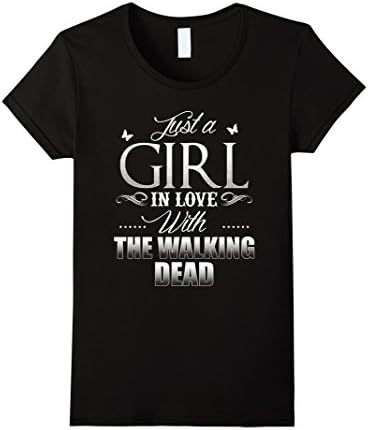 Women's DEA-D JUST A GI-RL IN LOVE WI-TH THE WALK-ING t-shirt Large Black