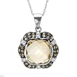 Necklace With 5.51ctw Precious Stones - Genuine Citrine, Diamonds and Sapphires Well Made in 14K White Gold Length 18in