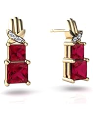Created Ruby 14kt Yellow Gold Earrings