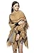 HITOP Women's Knitted Cardigan Irregular Plaid Sweater Shawl Poncho Capes Coat (Khaki)