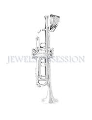 Rhodium-Plated 925 Sterling Silver Trumpet Pendant