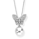 South Sea Pearl and 1/5 ct. Diamond Butterfly Pendant with Chain in 10K White Gold
