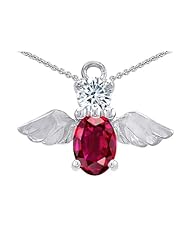 Original Star K (tm) Angel Of Love Protection Pendant Made With Oval 8x6mm Created Ruby in .925 Sterling Silver