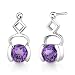 Round Cut Amethyst Drop Earrings Sterling Silver