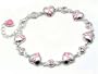 Breast Cancer Awareness Ribbon Heart Link 7.5" Bracelet