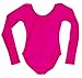 American Dance Theater Child Scoop Neck Long Sleeve Leotard Bright Hot Pink