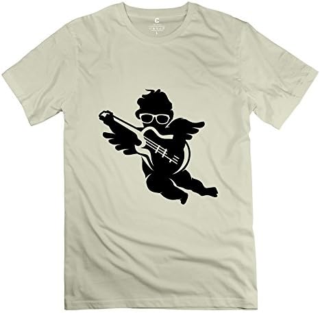 WYMY Men's Tee Small Angel And An Electric Guitar Size M Natural