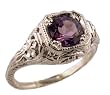 Antique Style Sterling Silver Filigree Amethyst Ring