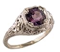 Antique Style Sterling Silver Filigree Amethyst Ring