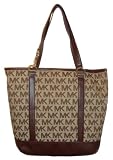 Michael Kors Purse Handbag Large Shoulder Tote RTW Jacquard Beige/Ebony/Mocha Reviewed