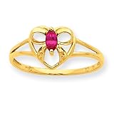 10k Polished Geniune Ruby Birthstone Ring