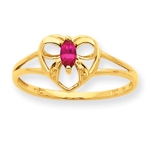 10k Polished Geniune Ruby Birthstone Ring