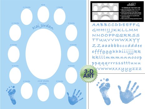 Baby Blue Hand & Foot First Year Photo Mat 11 X 14