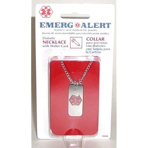 Diabetic - Diabetes Stainless Medical Alert ID Necklace by Emerg Alert