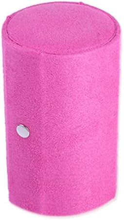 LS JEWELRY 3 Tiers Mini Velvet Travel Roll Up Jewelry Box Case Organizer with Snap Closure Rose Red