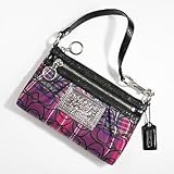 Coach Limited Edition Poppy Tartan Plaid Capacity Large Wristlet Clutch Bag 42869 Pink Multi