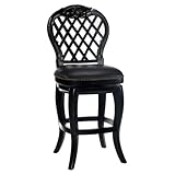 26"H Braxton Swivel Counter Stool with Black Leather Seat