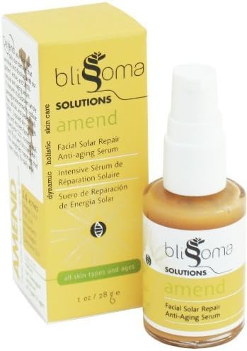 Blissoma Solutions natural skincare Amend Facial Solar Repair Anti-Aging Serum organic sun damage serum for sensitive and all skin types, -1 Oz, 30 ml by Blissoma