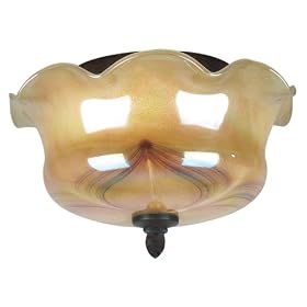 Kenroy Home 90798AT Blossom One-Light Flush Mount, Aruba Teak with Amber Iridescent Globe by Kenroy Home