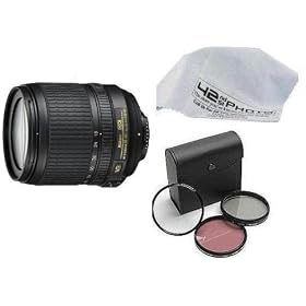 Nikon 18-105mm f/3.5-5.6 AF-S DX VR ED Nikkor Lens for Nikon Digital SLR Cameras W/ Zeikos 67mm 3 Piece Filter Kit (UV, CPL, FL-D) & 42nd Street Photo Micro Fiber Cleaning Cloth