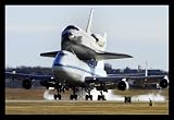 Space Shuttle (Landing atop Boeing 747) White Wood-Mounted Art Poster Print - 11