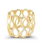 Gold Tone Extra Wide Swirl Beads Link Bangle Bracelet