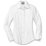 Eddie Bauer Wrinkle Free Long Sleeve Shirt, White M Petite