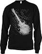 Night Moves Mens Gothic Thermal Shirt, Crows Swarming Guitar Liquid Blue Design Men's Thermal