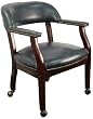 Navy Vinyl Luxurious Conference Chair with Casters