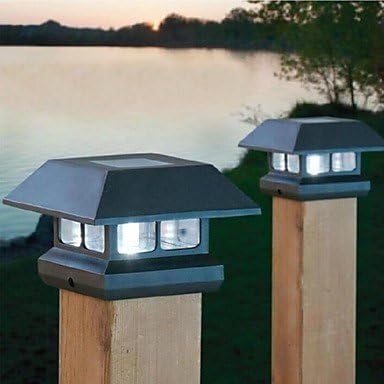 UR Outdoor Lights White Solar Post Cap Light Deck Fence Mount Outdoor Garden Fence Lamp 1pc