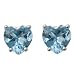 14k White Gold 5mm Heart Shaped Blue Topaz Stud Earrings