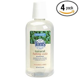 Tom's of Maine  Baking Soda Mouthwash, Natural, Peppermint, 1 pt (473 ml) (Pack of 4)