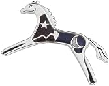 Sterling Silver, Sugalite, Lapis and Mother-of-Pearl Inlay Mosaic Horse Pin