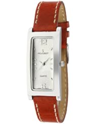 Peugeot Womens 318TN Silver-Tone Tan Leather Strap Watch