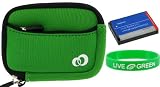 2n1 Neoprene Sleeve (Forrest Green) Case and LI-50B 925mAh Li-Ion Battery for Olympus Stylus Tough-8000 Digital Camera Silver