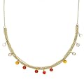 18k Gold Plated Sterling Silver Round Citrus Ombre Cubic Zirconia Multi-Chain Frontal Necklace, 16+2