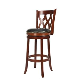 Safavieh Home Collection William Light Cherry and Black Leather Nail Head Trim Bar Stool by Safavieh