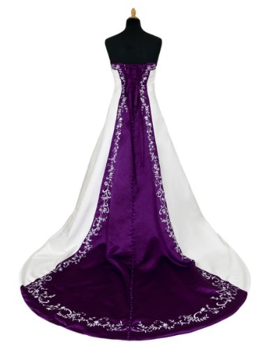 Wedding Dress - 'Juliet' - Ivory and Deep Purple