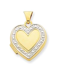 14k Gold with Rhodium Accent Heart Locket