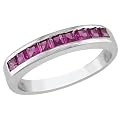 Women Silver Created Ruby Ring - Red