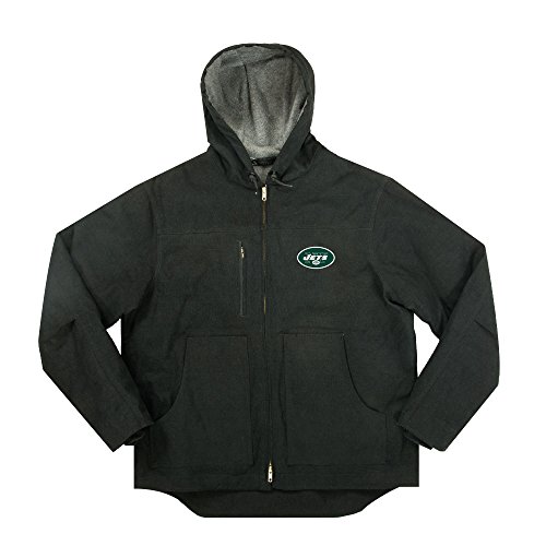 NFL New York Jets Adult Trailblazer Canvas Fleeced Lined Hooded Jacket, X-Large, Black