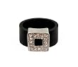 Ring - R59 - Silicone Ring with Square Shape Crystal Charm - Size 7 (18mm) ~ Black