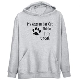 Buy Hoodie Mens Heather Gray MY Aegean Cat THINKS I'M GREAT Cats by TopExpressions