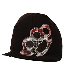 No Fear Men's BRAWNY PLAID BEANIES- Black