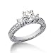 1.05 Ct Diamond Engagement Ring Round Cut 14k White Gold Antique Pave SI3 H