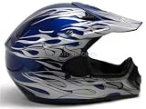 Tms Blue Flame Dirtbike ATV Motocross Helmet MX OFF-ROAD (Large)