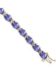 10K Yellow Gold Natural Tanzanite Oval Tennis Bracelet 5x7 mm stones, 7 inches