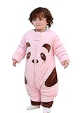 Happy Cherry ベビー カバーオール 長袖 新生児 スリーパー 袖外し可能 コットン 柔らか 快適 寝袋 男の子 女の子 可愛い クリスマス ギフト ピンク 90