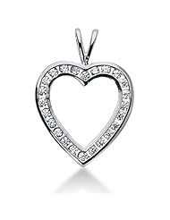 14K Gold Channel set Diamond Heart Pendant (0.72 cttw, F - G Color, SI2 Clarity)