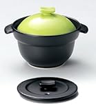 レンジでカラフル炊飯鍋 1合炊〈二重蓋〉グリーン　【四日市ばん古焼 炊飯鍋・御飯鍋】